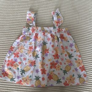 Girl’s Floral Pineapple Print Smocked Top By Member’s Mark in Size 5T